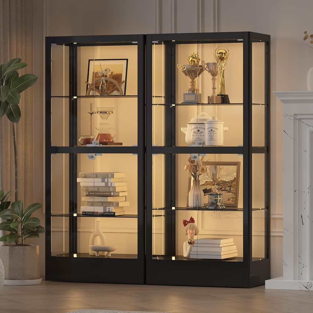 Wine & Beer Quito - 4-Sided Lockable Glass Display Cabinet with