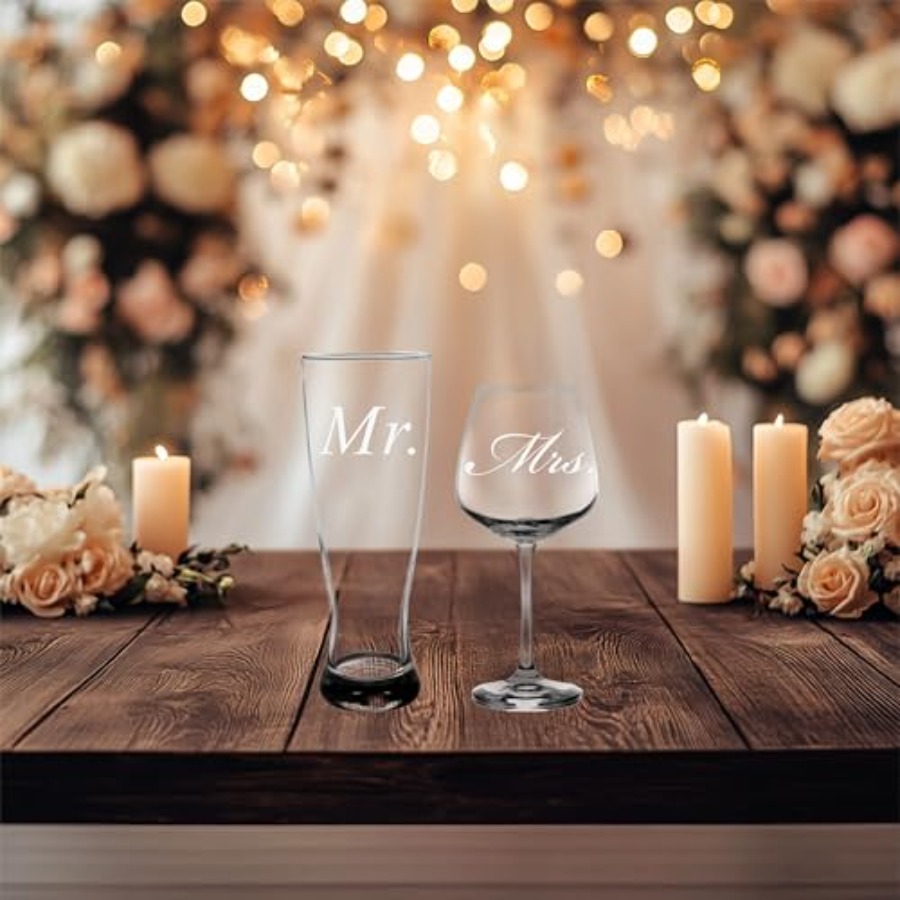 Mr. and Mrs. Wedding Couple Gl - Wine Beer Glass Set avis et prix