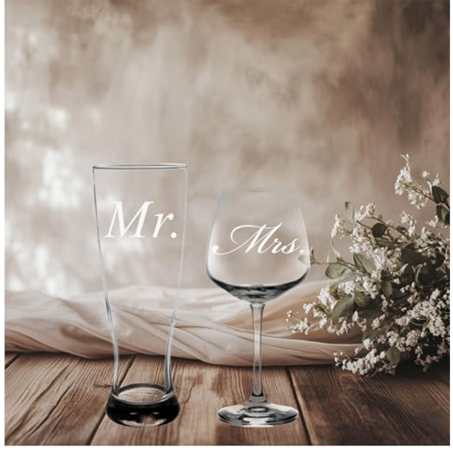 Mr. and Mrs. Wedding Couple Gl - Wine Beer Glass Set avis et prix