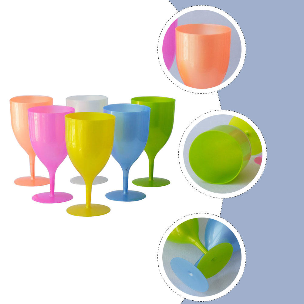 6Pcs Colorful Plastic Goblet S - Wine Beer Glass Set avis et prix