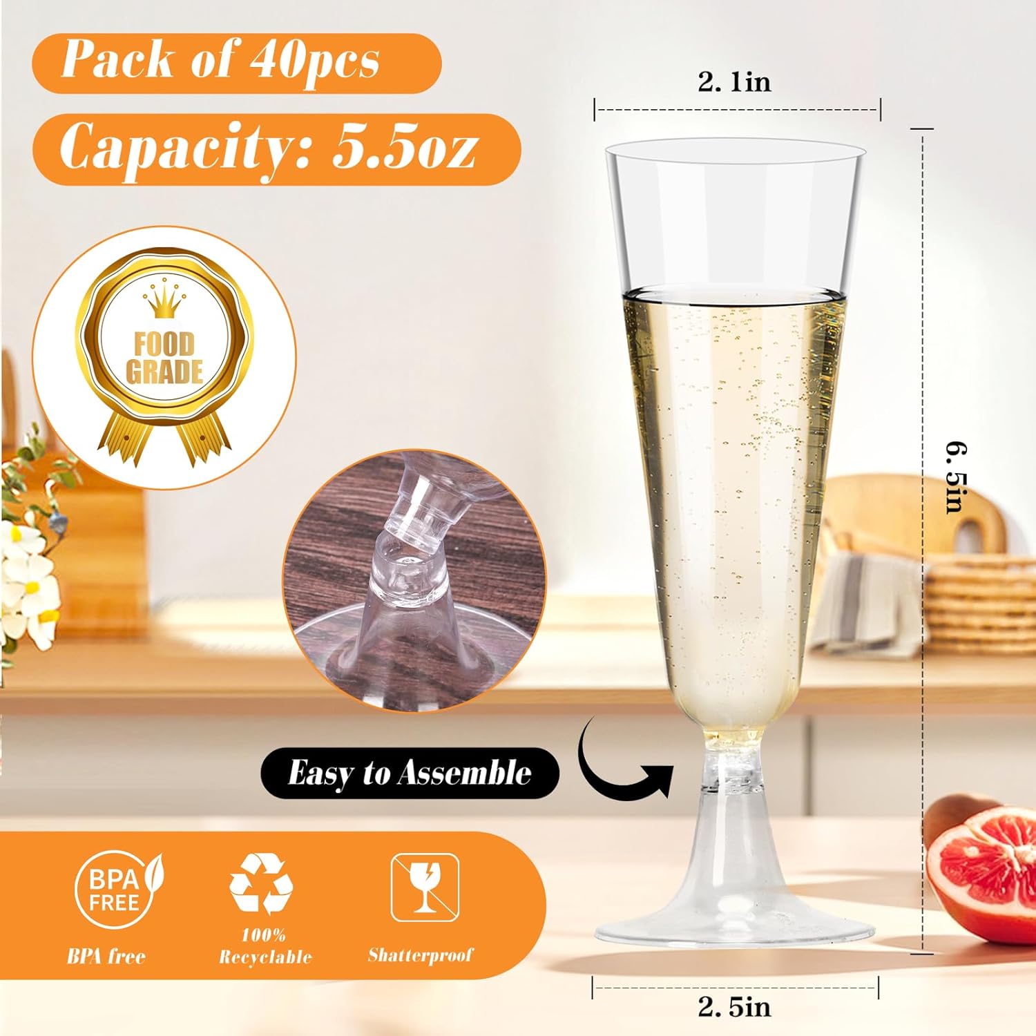 Plastic Champagne Flutes 40 Pa - Wine & Beer Quito avis et prix